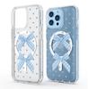 Синий бант, магнитный, прозрачный, чехол полного покрытия для iPhone 14/15/16/17 Pro Max