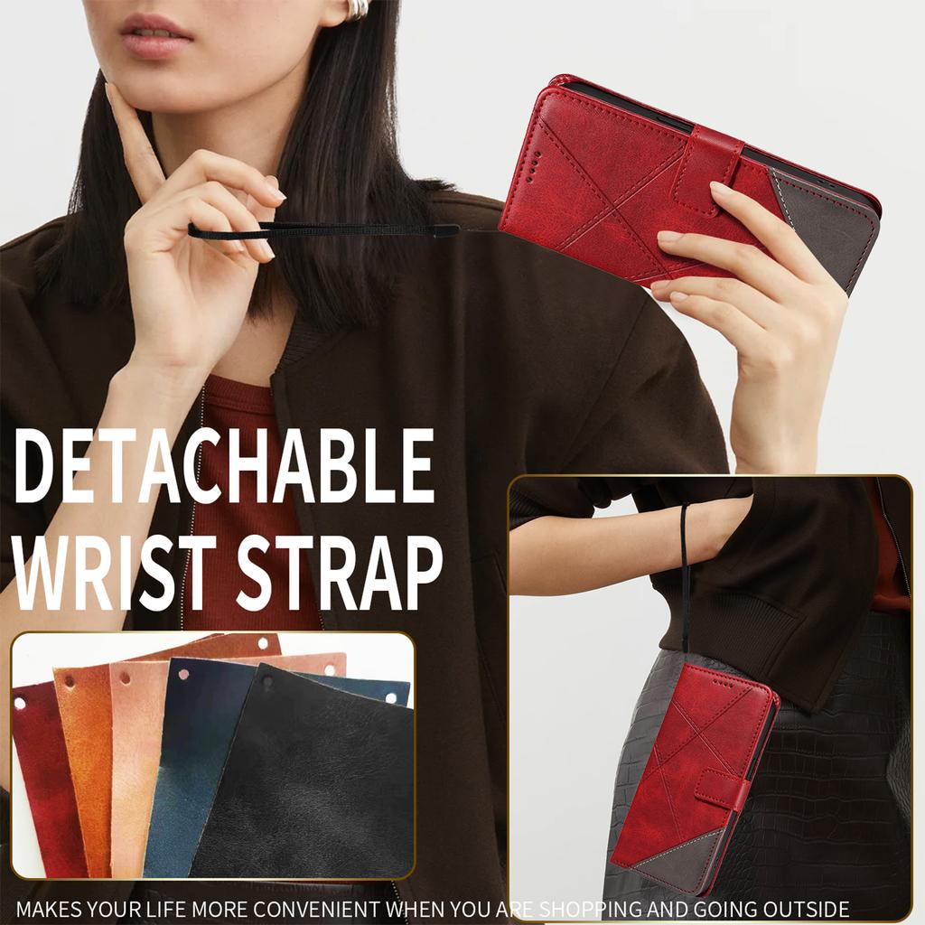 Для Xiaomi Redmi 15 4G (США) (171 мм) Кожаный чехол с геометрическим дизайном, кошелек, чехол для телефона с ремешком на запястье