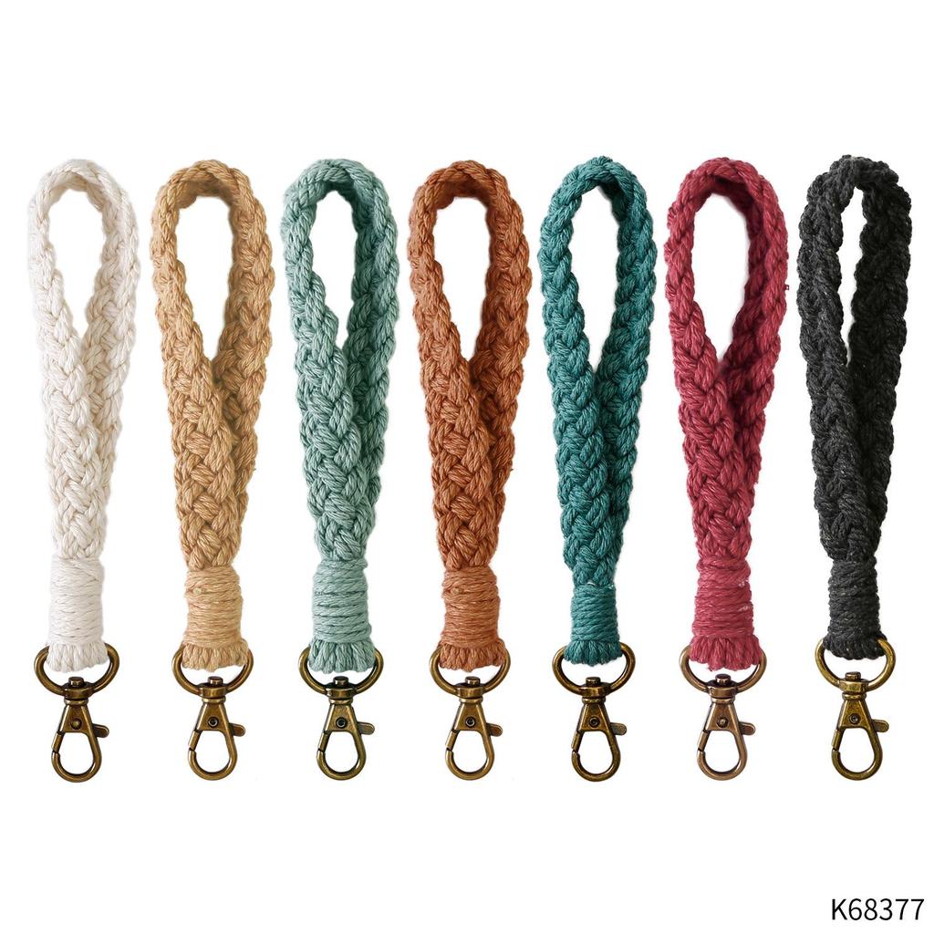 Hand-Woven Cotton Rope Keychain Lanyard Pendant