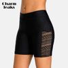Women's Swimming Shorts High Waisted Hollow Out Swim Trunks Bikini Bottom Swimwear Briefs Split Swimming Trunks