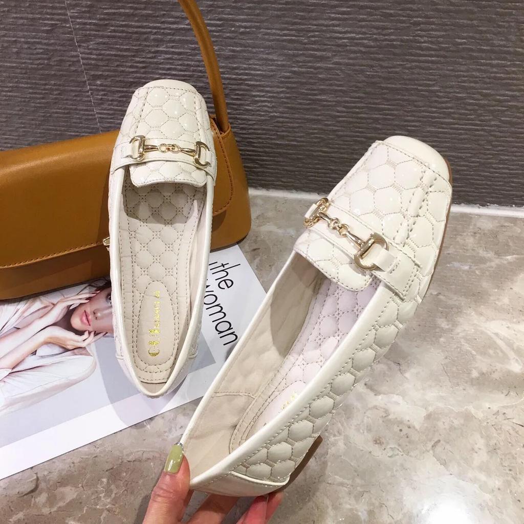 2025 New Classic Women's Flat Shoes Square Head Shallow Mouth Soft Bottom Comfortable Work and Leisure Small Leather Shoes 35-42