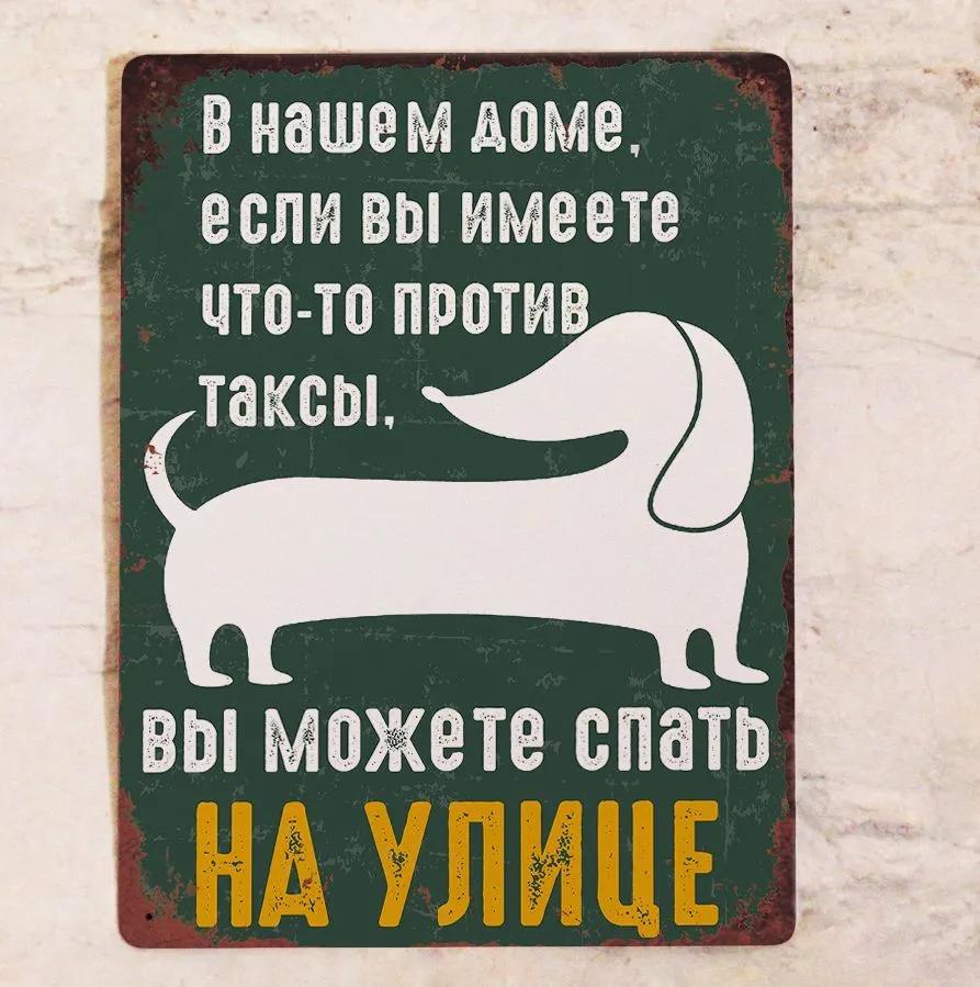 Металлический знак Территория под контролем таксы, металл, 20x30 см
