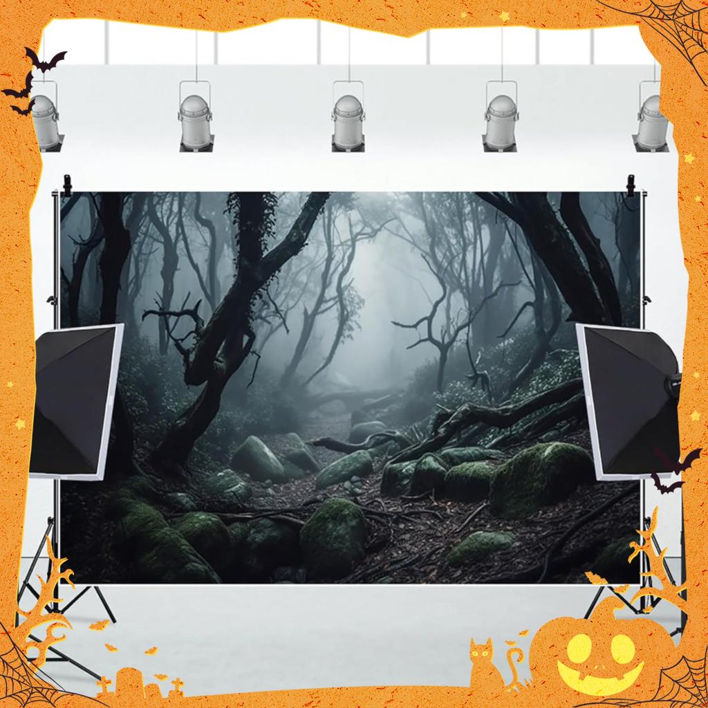 2D Horror Forest Background - Photography Background of Dead Trees and Desolate Paths on Halloween Nightzyc