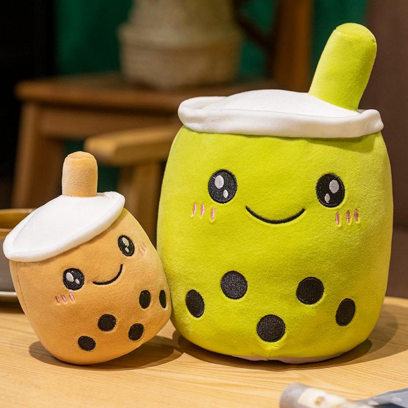 Bubble Tea Двусторонняя плюшевая мягкая милая еда Молочный чай Мягкая Обнимашка День Рождения Рождество Молочный чай Чашка Плюшевая игрушка для отправки в подарок на праздник