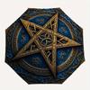 Golden Pentagram Symbol Wall Art Decor, Mystic Blue Circular Design, Spiritual Protection Decoration for Home or Office Umbrella, Cute Umbrella with C