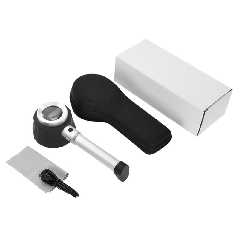 Увеличительное стекло с подсветкой, 30-кратная портативная лупа со светодиодной подсветкой для чтения пожилых людей, проверка ювелирных изделий