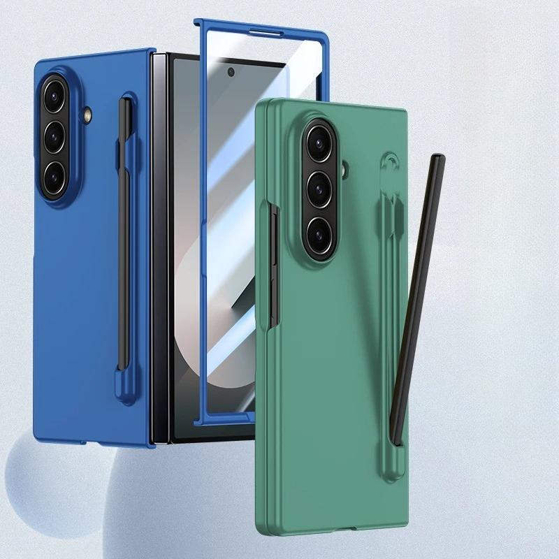 Samsung Galaxy Z Fold 7 6 5 4 uchun Ko'p Rangli Ultra Yaxlit Mat Qopqoq Sensorli Qalamli Qalam Uyasi bilan Temperlangan Plyonka Zarbdan Himoyalovchi Qattiq Qopqoq
