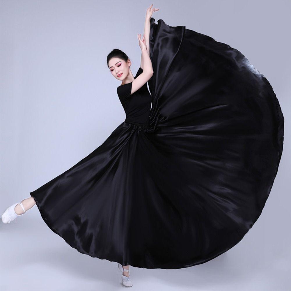 Fashion Smooth Gypsy Women Skirt Carnival Polyester Belly Dance Dress Ballroom Dance Big Swing Paso Doble Dance Dress Women
