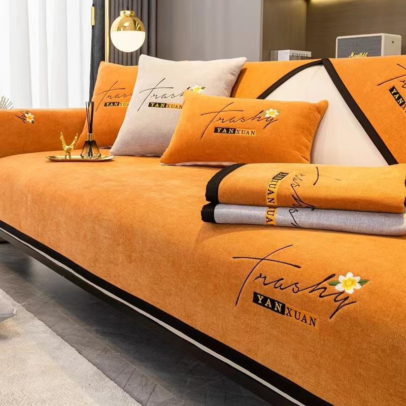 Мягкий шенилл с вышивкой Four Season Universal Sofa Полотенца, Г-образный секционный противоскользящий чехол для дивана для гостиной