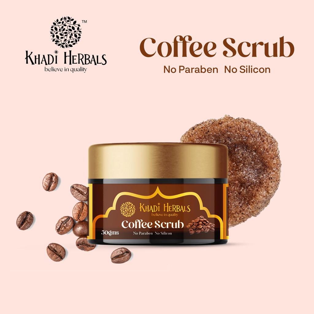Khadi Herbals – Кофейный скраб для удаления загара - Эксфолиатор I 100% Натуральный I Без Химикатов I Без Силикона и Парабенов I 50 г I Упаковка из 2 шт.