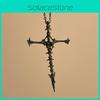 Gothic Black Unique Cross Skeleton Pendant Necklace Stylish Alloy Jewelry For Trendy Men Women And