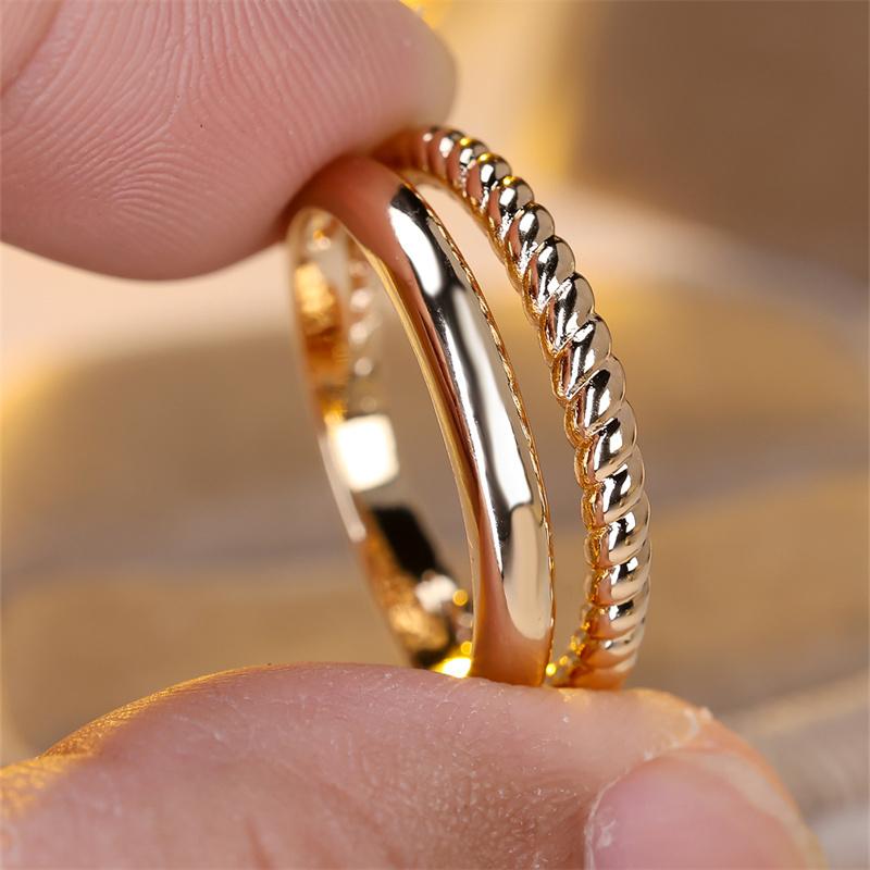 1 Pc Golden Color Twist Ring Wedding Band Valentine's Day Jewelry