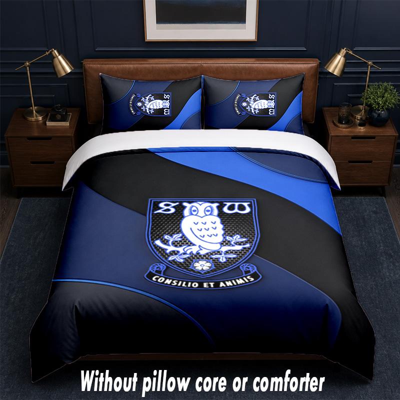 Sheffield Wednesday Football Design Bed Bedding Set 1 Duvet Cover + 2 Pillowcases Soft Breathable Household Bed Linens