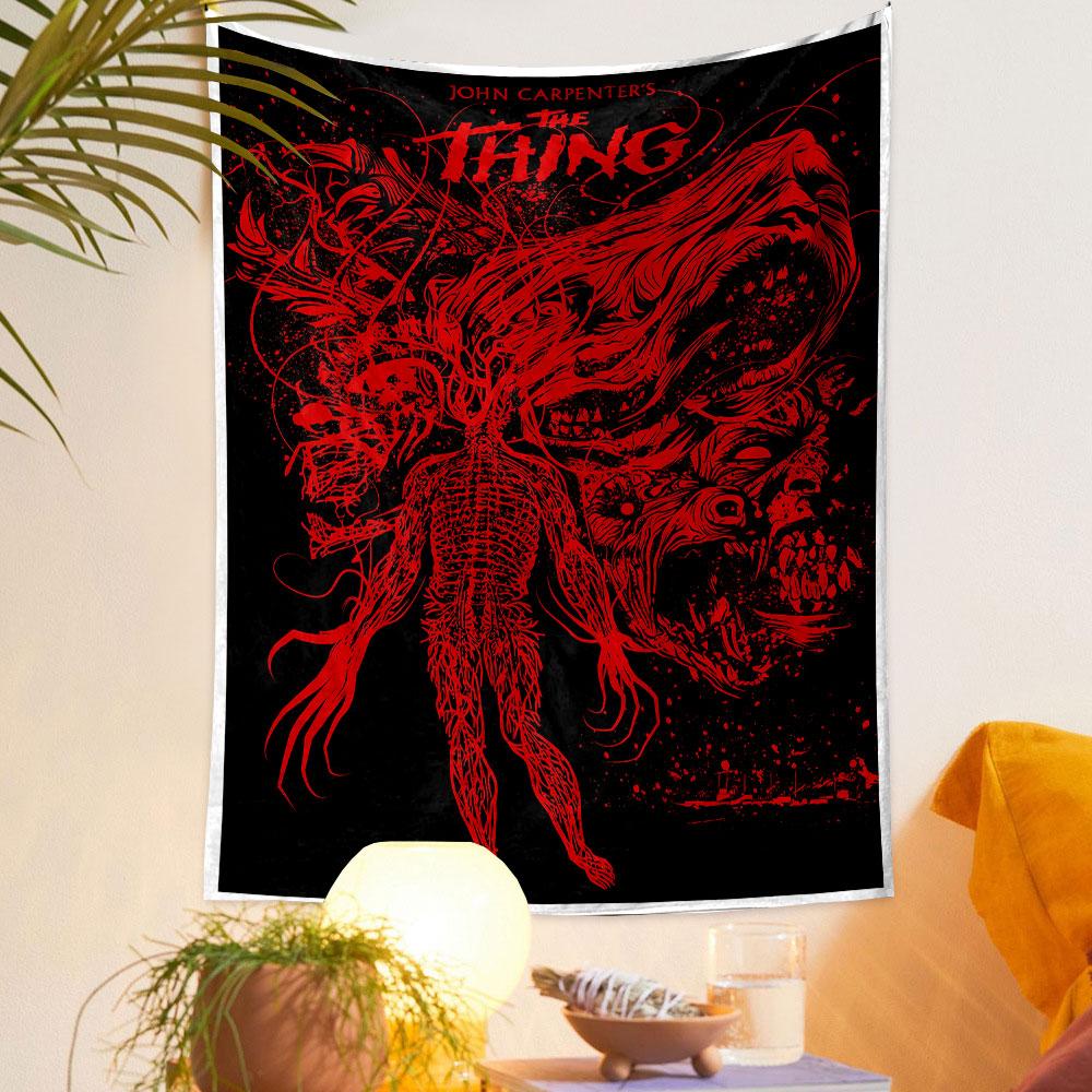 The Thing Poster Tapestry Wall Hanging, Shape Shifting Horror Art, Classic Sci-Fi Wall Decor for Bedroom Man Cave