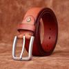 Belt Men's Matte Stainless Steel Buckle Genuine Cattlehide Leather Surface Retro Simple Fashion Trendy All-Matching Jeans Belt