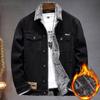 Men's American Retro Plus Velvet Winter Denim Jacket - Trendy, Large Size, Thick & Warm Cotton Workwear Coat.
