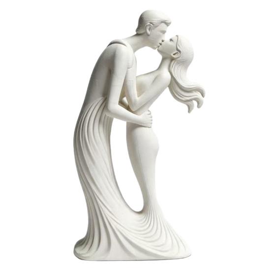 Wedding Anniversary Gift for Couple 3D Printed Kissing Ornament, Modern Minimalist Love Statue, Abstract Figurine Romantic Sculpture Home Living Room
