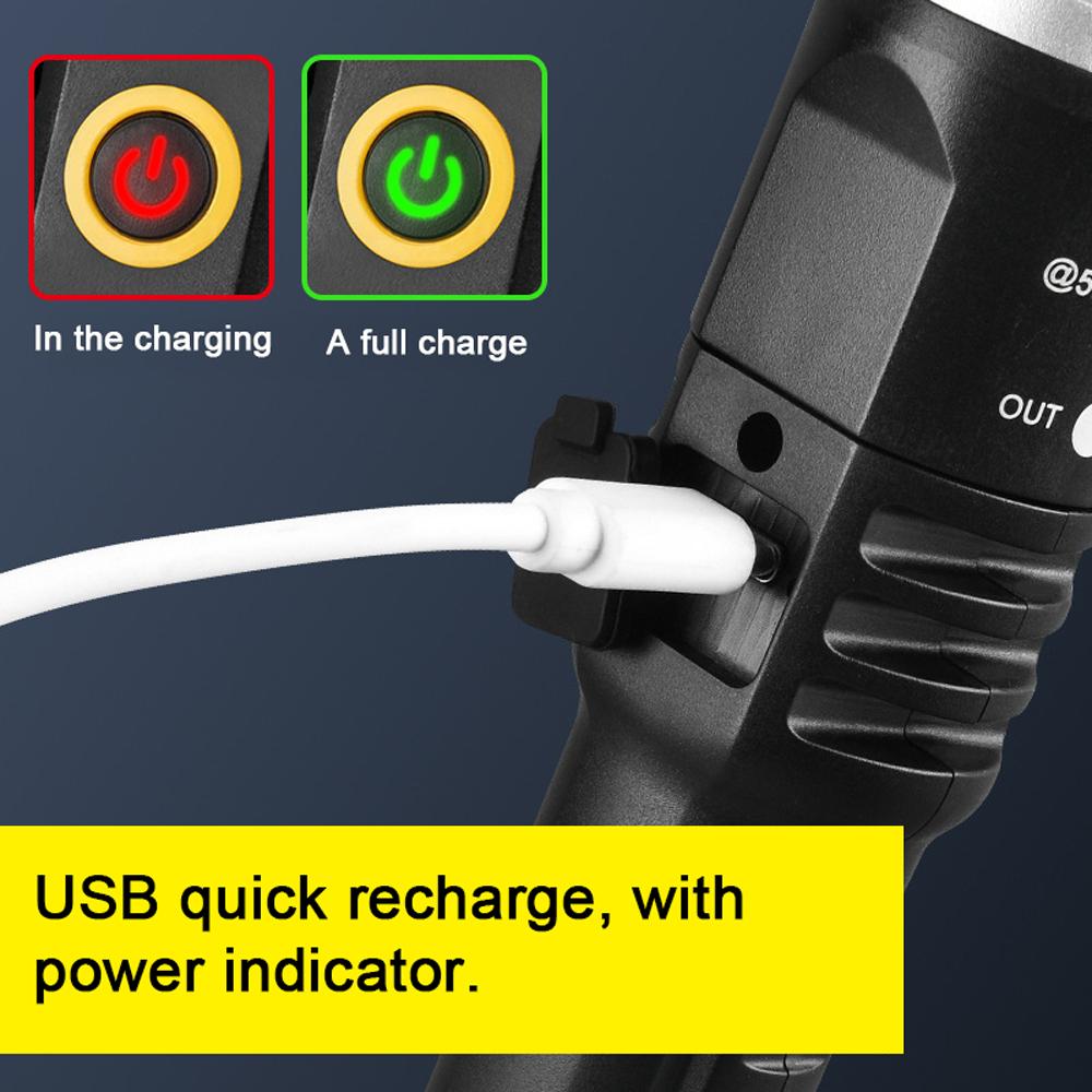 Двойной источник света, портативный фонарик высокой яркости, уличный телескопический светильник с регулируемой фокусировкой