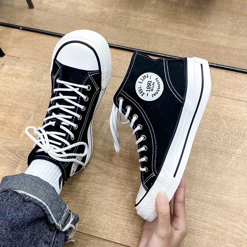 Fashion Women Shoes New Retro Lowtop Sneakers Shoes For Women Canvas Round Toe Cross-tied Causal Flats Women High Top Shoes
