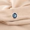 Овальный Лондонский голубой топаз Драгоценный камень Серебро 925 пробы Кольцо обещания для помолвки Полное кольцо вечности RR-28-6