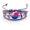 Distinctive And Colorful Rainbow Flag Time Gemstone Purple Leather Bracelet