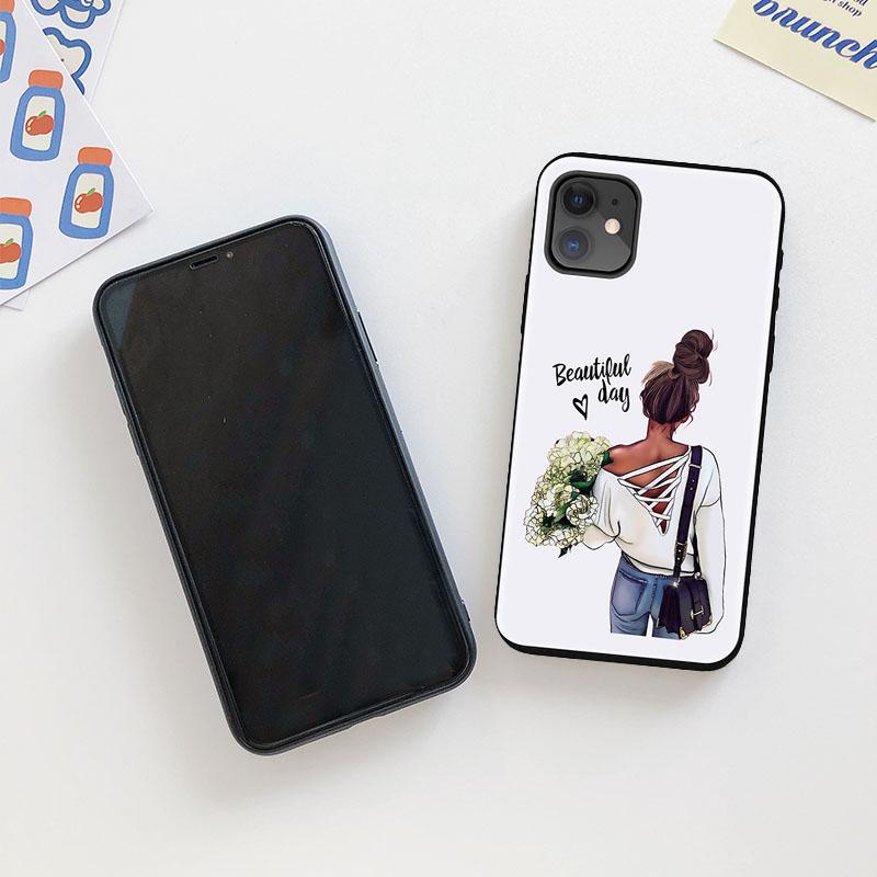 Мягкий силиконовый чехол из ТПУ для телефона Samsung Galaxy A50 A30 S20 S21 Plus IPhone Xiaomi Redmi Note 9S Huawei Fashion Girl Pattern Case Cover