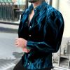 Fashion Social Men Shirts Turn-Down Collar Buttoned Shirt Casual Flame Print Long Sleeve Tops Mens Clothes