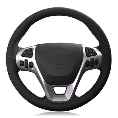 Чехол на руль автомобиля, черный из искусственной кожи для Ford Explorer 2011-2019 Taurus 2013-2019 Edge 2011-2014 Flex