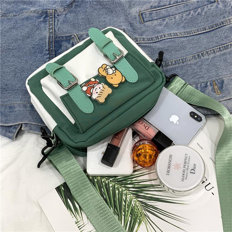 Сумка кроссбоди женская новая маленькая сумка милая нейлоновая сумка студентка корейская версия японская литературная инс плечевая маленькая квадратная сумка