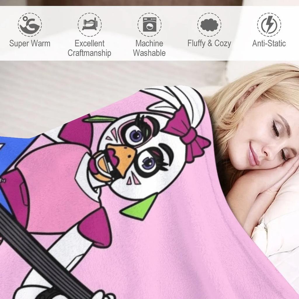 Glamrock Chica Throw Blanket Multi-Purpose Decorative Throw Blanket Summer Bedding Blankets