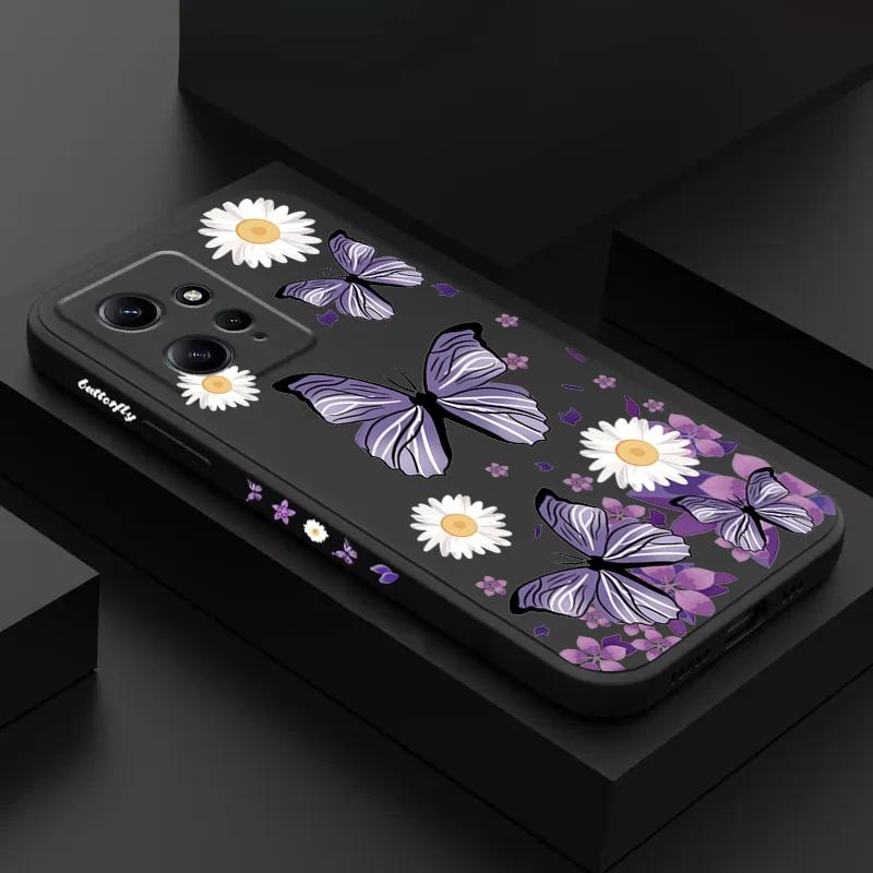 Purple Butterflies Square Silicone Phone Case For iPhone 16 15 14 13 12 11 Pro Max XS X XR 7 8 SE Transparent Back Cover