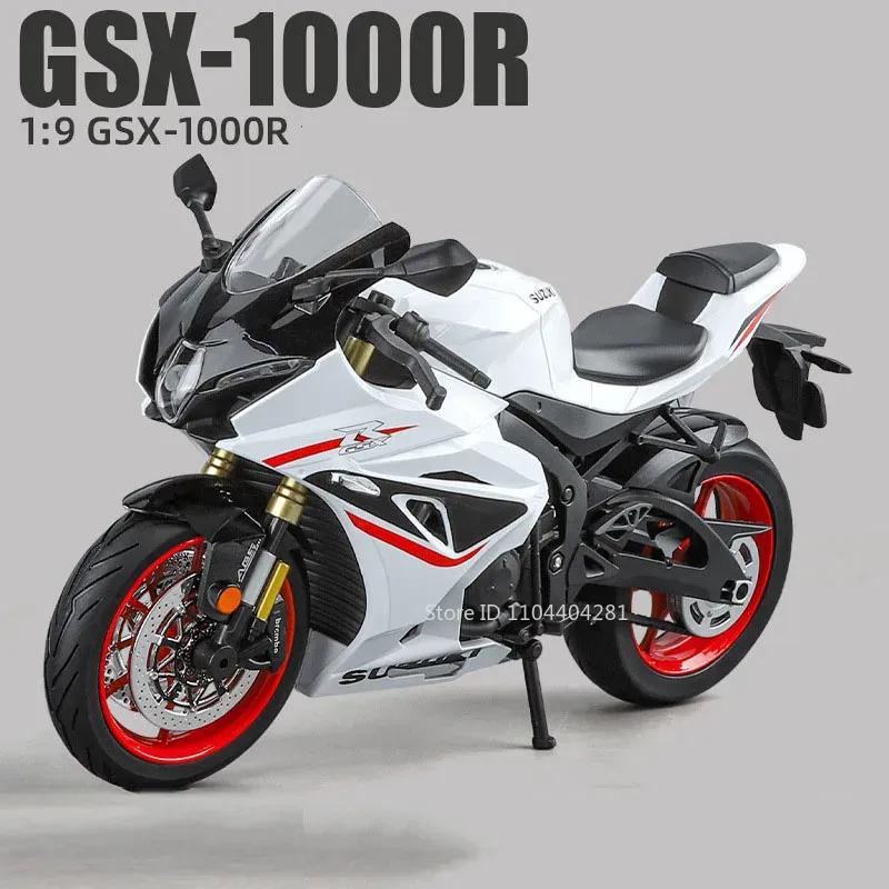 1:9 Моделей мотоциклов Suzuki Gsx-1000r Hayabusa из сплава, Игрушки, Литые автомобили, Рулевое управление передним колесом, Со светом, Игрушка-украшение, Подарки для мальчиков