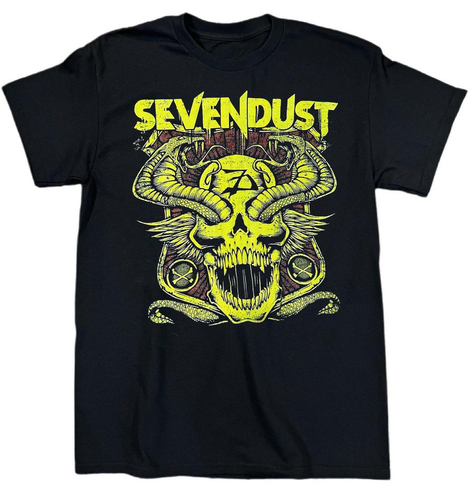 Ретро Футболка с коротким рукавом из хлопка черная группа Sevendust Все размеры UR346 Унисекс Футболка