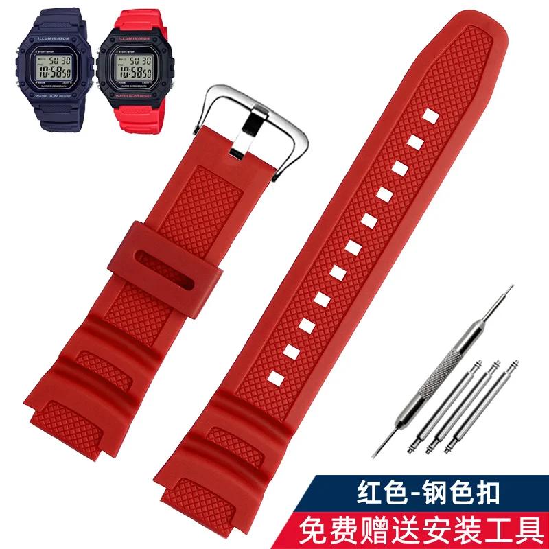 Аксессуары для ремешка часов подходят для Casio Watch W-218h / F-108 AE1200 / 1000 / 1300 смола силикон ремешок для часов 18 мм