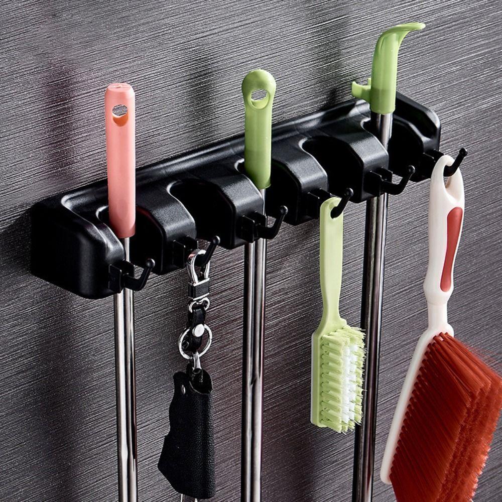Wall Mounted Mop Holder Plastic Material Bathroom Broom Hanger Mop Fixed Clip  Laundry Room