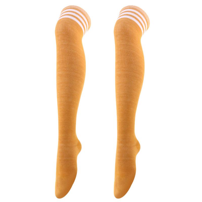 New Sexy Long Socks Solid Color Striped Women Over Knee Thigh High Over The Knee Stockings Ladies Girls Warm Knee Socks
