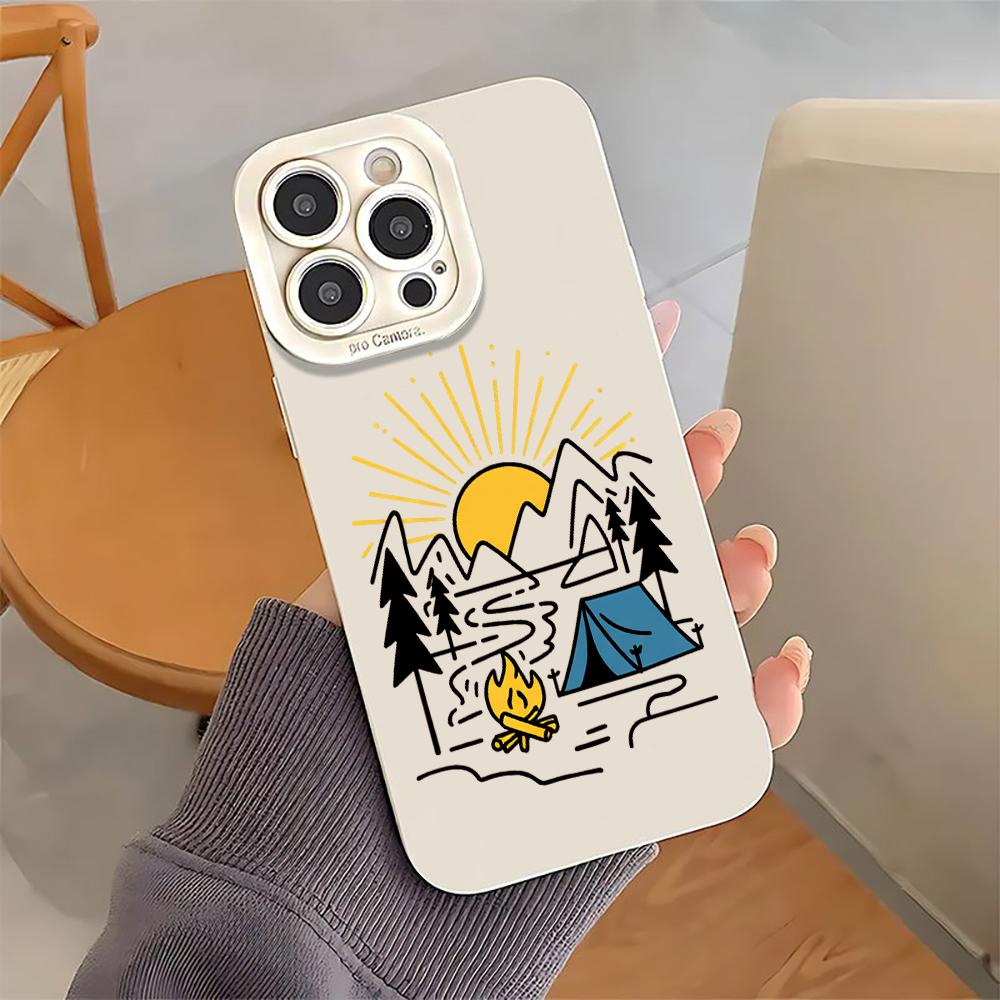 Модный Чехол для Телефона в Стиле Кемпинга Для iPhone 13 12 17 16 15 14 11 Pro Max Для iPhone 15 16 14 7 8 Plus XS XR X Ударопрочный Силиконовый Чехол