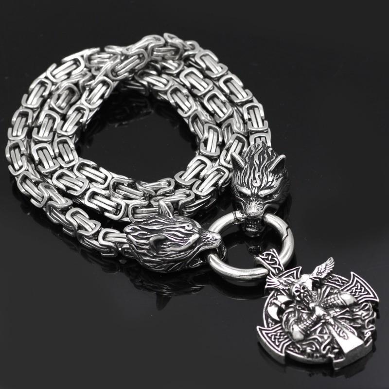 1 шт. винтажное ожерелье из нержавеющей стали с подвеской в виде короля-скандинавского викинга - модный дизайн с головой волка
