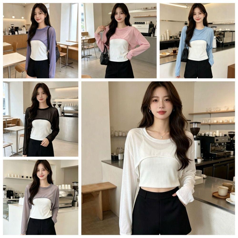 Casual Sun Protection Cover Up Mesh Chiffon Layering Top Stretchy Arm Sleeve Cover Sports