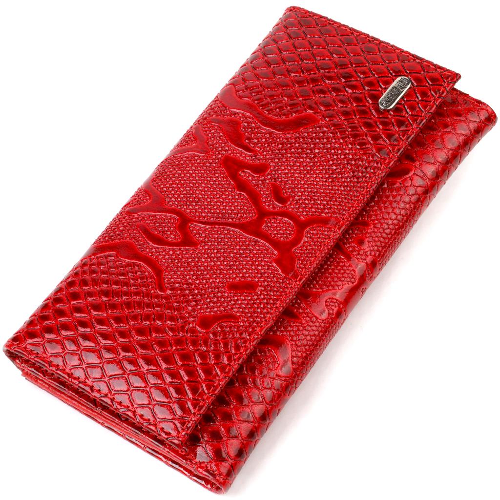Snake Embossed Lacquered Women's Wallet CANPELLINI 21850 Red