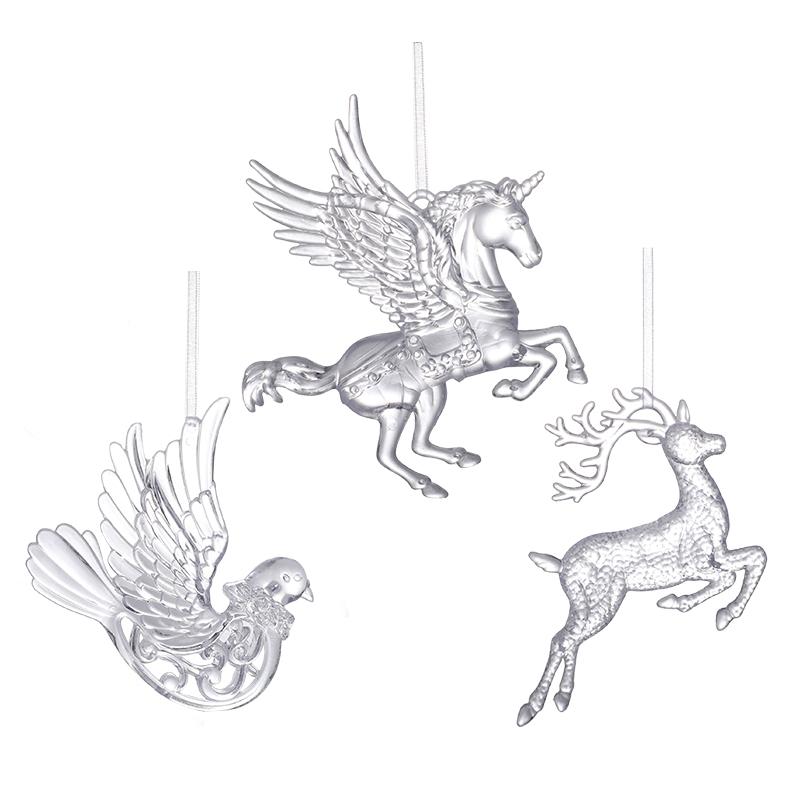 Прозрачные елочные украшения Акриловая птица Единорог Лось Снежинка Подвеска 2026 Новогодняя вечеринка Домашнее украшение Подарок