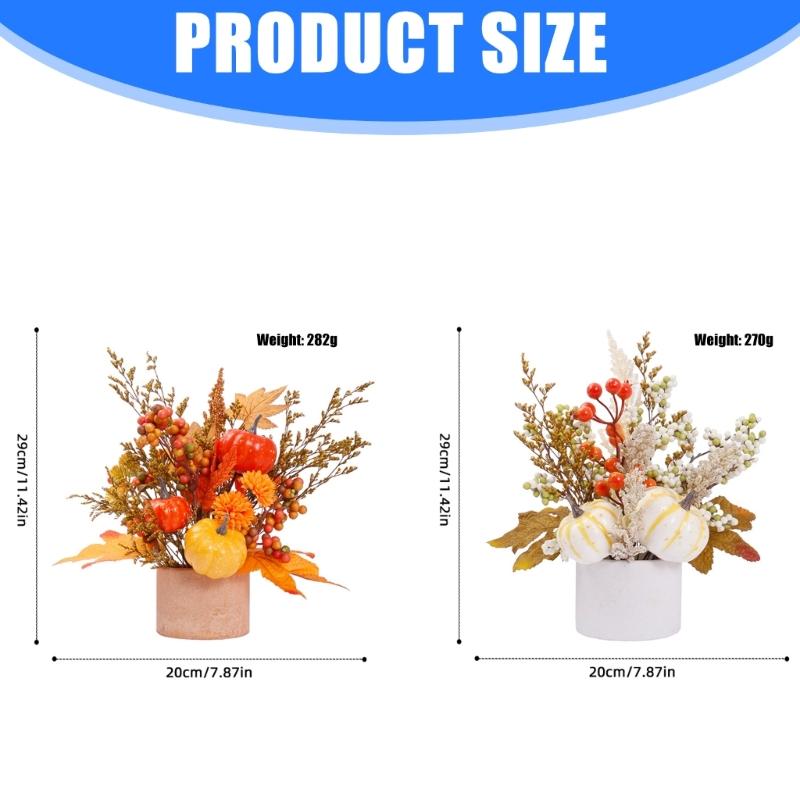 Artificial Maple Leaf Pumpkins Wheat Stalks Tabletop Planter Home Office Decoration Seasonal Display Ornament