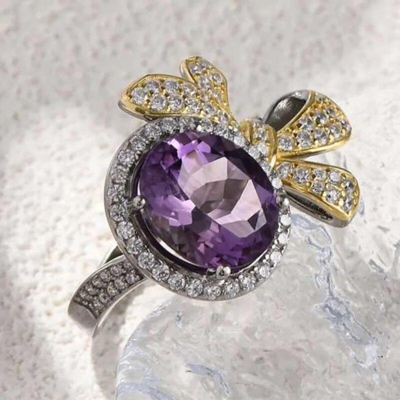 Sace Gems Роскошные кольца из стерлингового серебра 925 пробы с изменяемым размером, кольца с натуральным аметистом для женщин, обручальные, коктейльные, вечерние, изящные ювелирные изделия, подарок