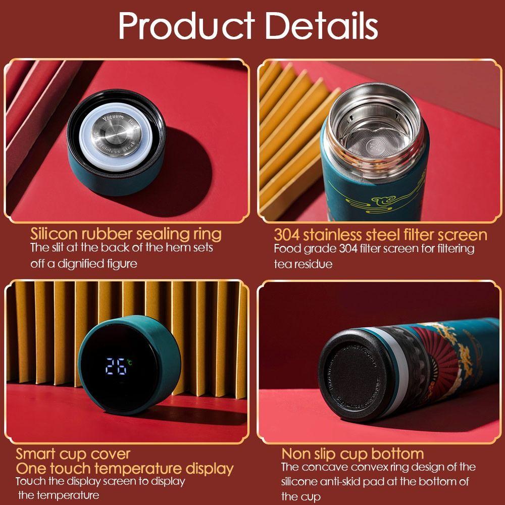 Бутылка для воды Вакуумные термосы Интеллектуальный дисплей температуры Премиальная дорожная кружка Кружка в китайском стиле