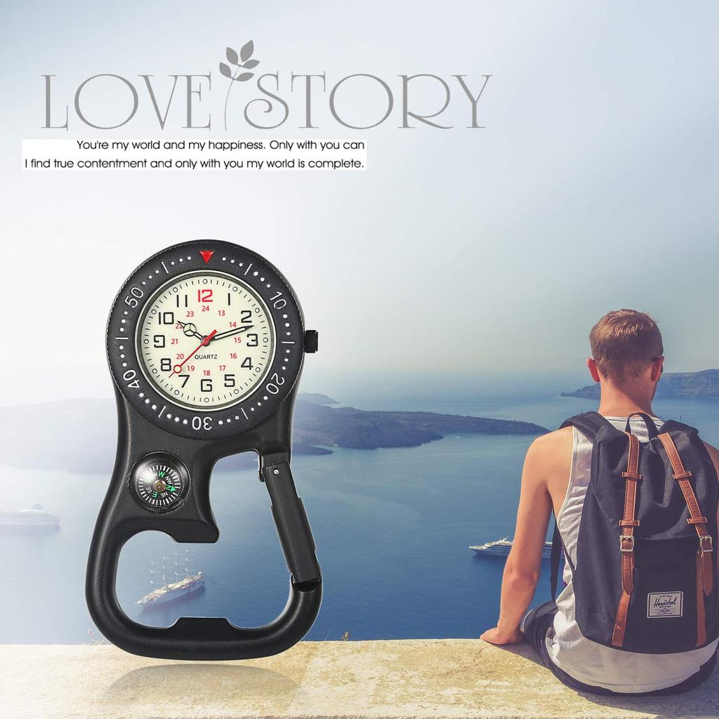 Lancardo Nurse Watch Pocket Watch Analog Luminous Carabiner Black 2 Мужские Женские