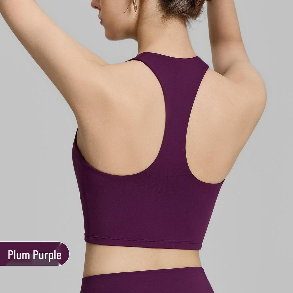 Женский спортивный топ-бра с V-образным вырезом и топ-майка для йоги с завязками на шее и фиксированными чашками - Поддерживает жир в области подмышек