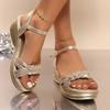 Sparkling Bohemian Rhinestone Wedge Sandals for Women Trendy Summer High Heels