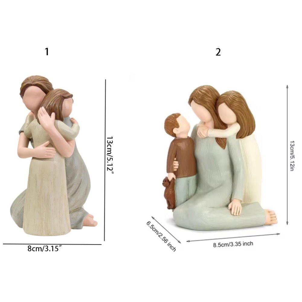 Расписанная вручную семейная скульптура Элегантное смоляное семейное украшение День матери