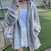 Spring Loose Women Hoodies Casual Solid Zip Up Sweatshirt Harajuku Korean Loose Couple Jacket Coat Streetwear