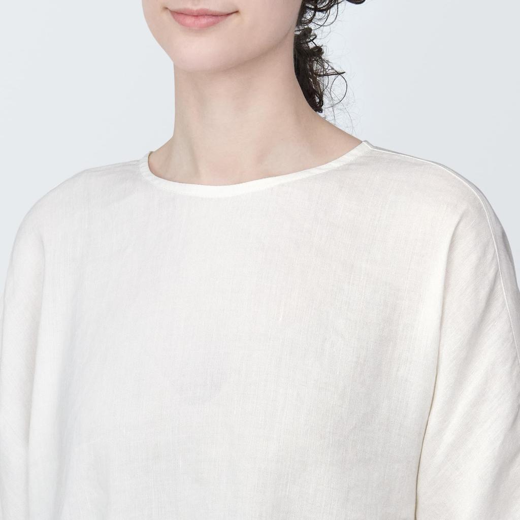 Женская блузка MUJI из конопли и вискозы с коротким рукавом, размер S, цвет молочно-белый, (BC2IUA4S)